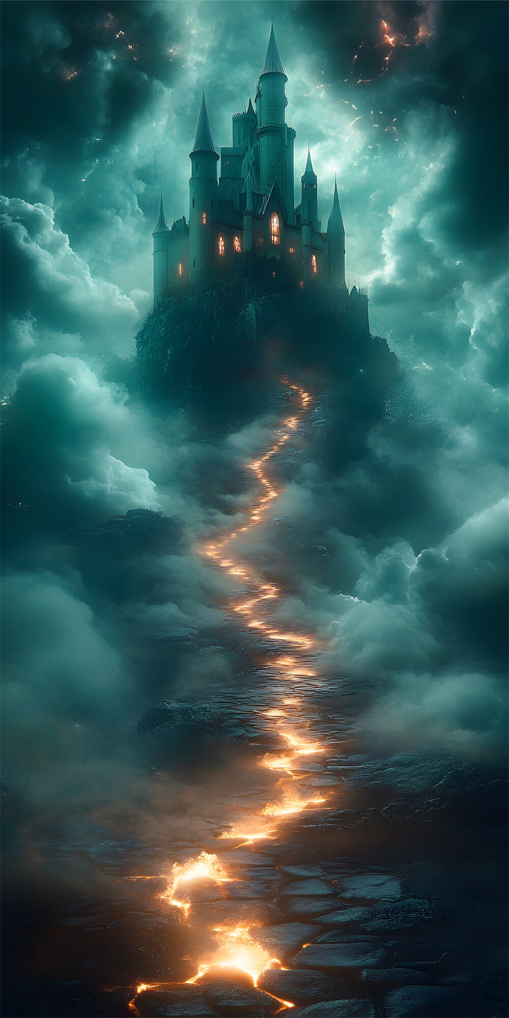 Toile de Fond Château Hanté sous la Nuit d'Halloween RR8-401