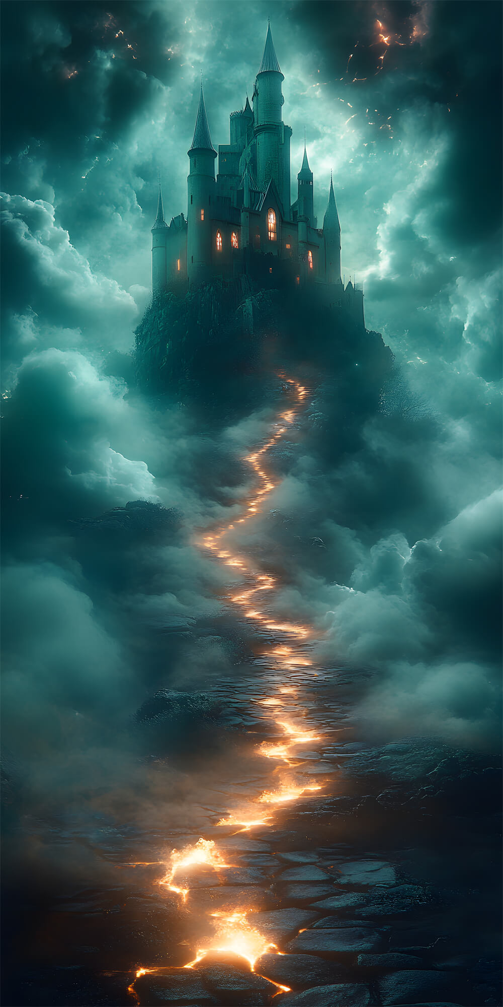 Toile de Fond Château Hanté sous la Nuit d'Halloween RR8-401