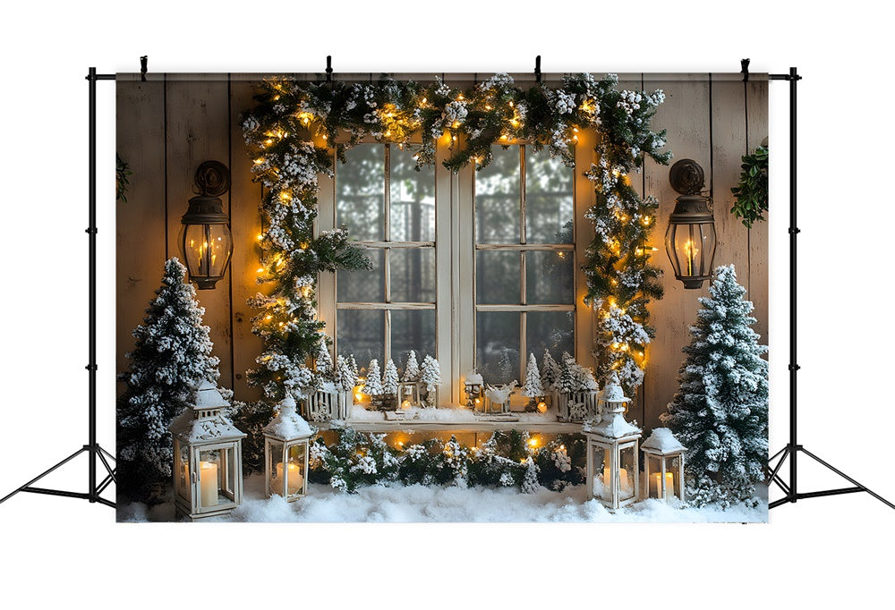 Toile de fond Fenêtre Illuminée Guirlande de Noël RR8-41