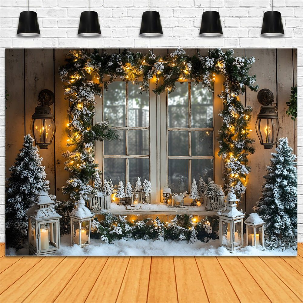 Toile de fond Fenêtre Illuminée Guirlande de Noël RR8-41