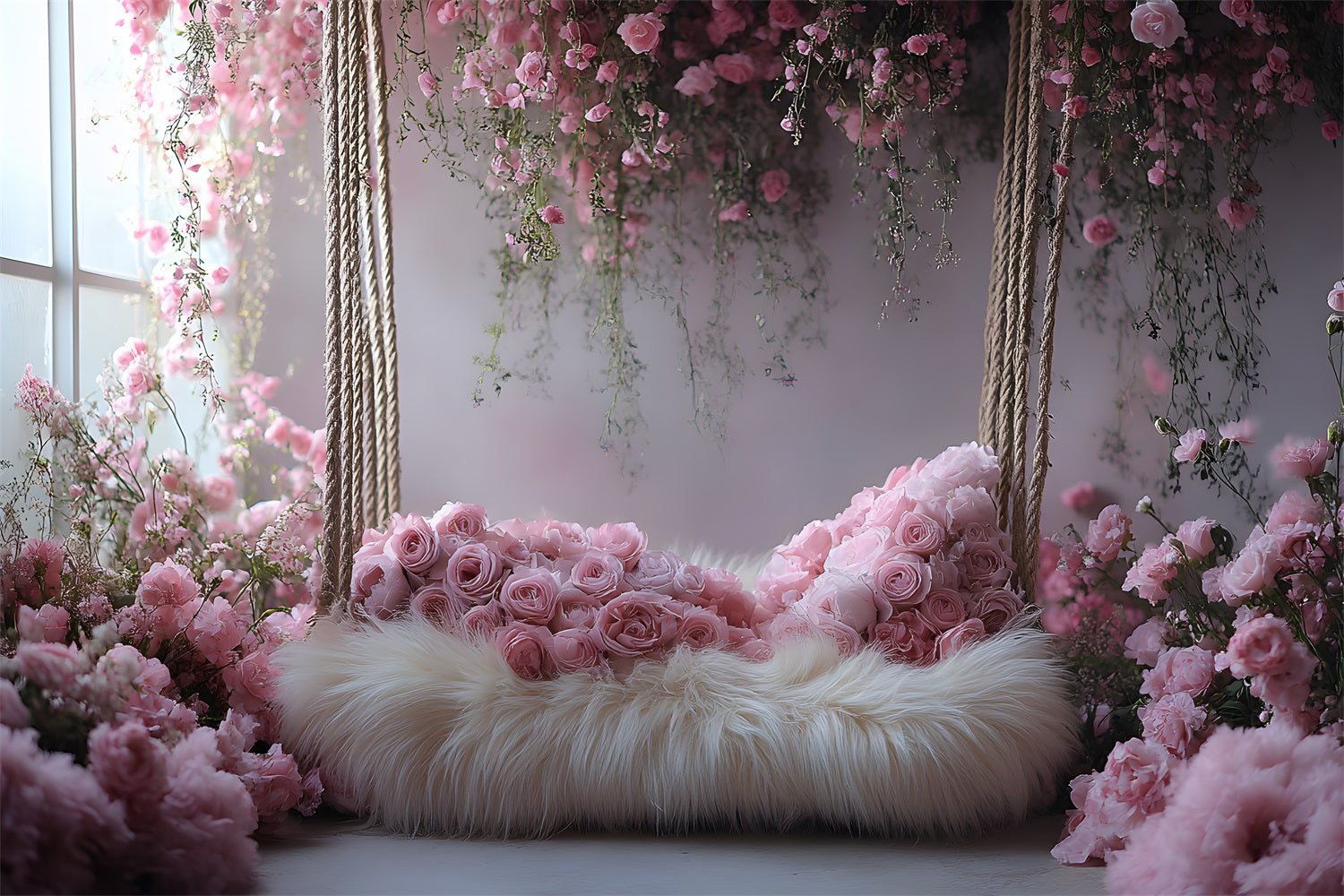 Toile de Fond Balançoire Florale Romantique Bohème RR8-429