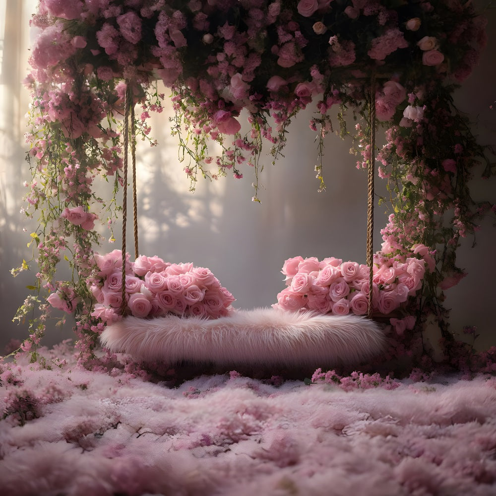 Toile de Fond Balançoire avec Roses Bohème RR8-430