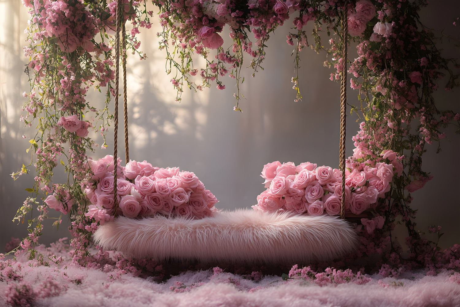 Toile de Fond Balançoire avec Roses Bohème RR8-430