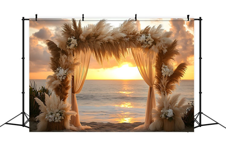 Toile de Fond Arche de Coucher de Soleil sur la Plage Bohème RR8-433