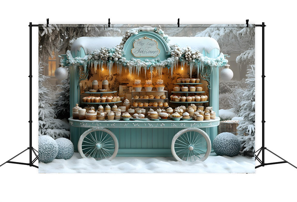 Toile de fond Chariot à Glace et Neige de Noël RR8-46