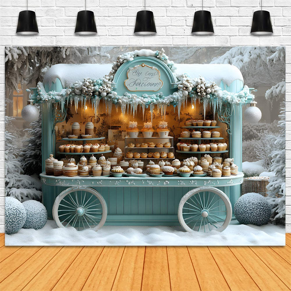 Toile de fond Chariot à Glace et Neige de Noël RR8-46