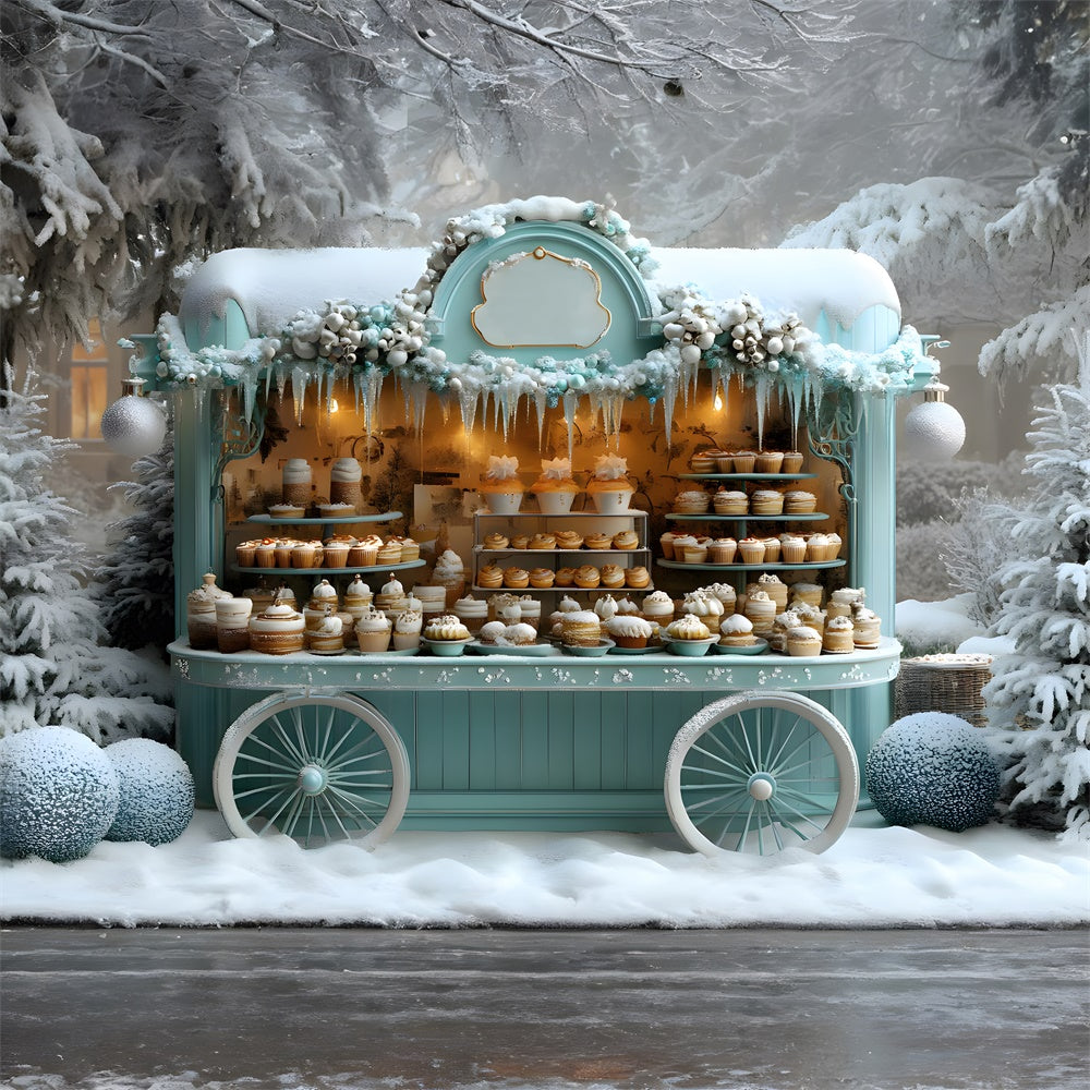 Toile de fond Chariot à Glace et Neige de Noël RR8-46