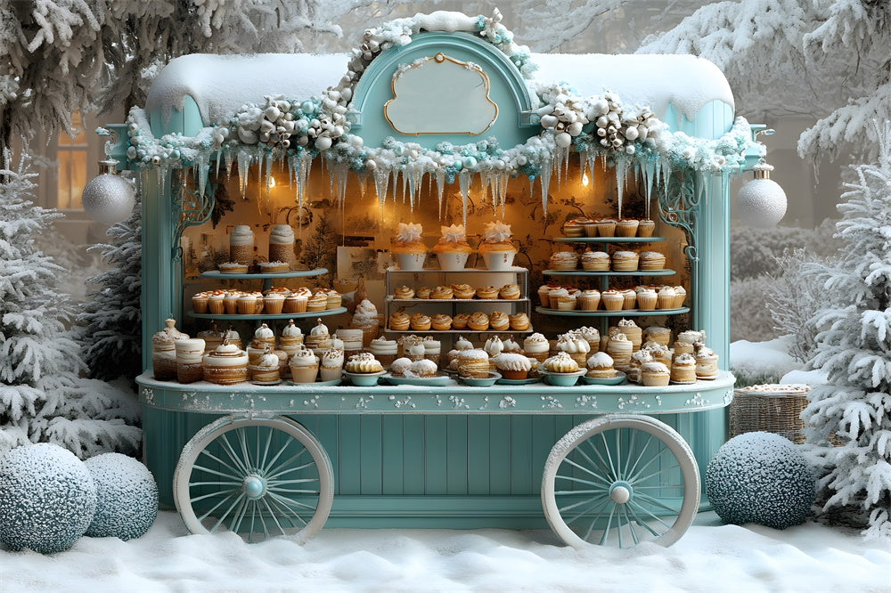 Toile de fond Chariot à Glace et Neige de Noël RR8-46