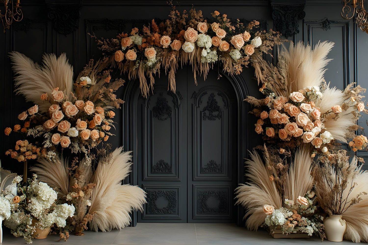 Toile de Fond Arche Florale Vintage Bohème RR8-467