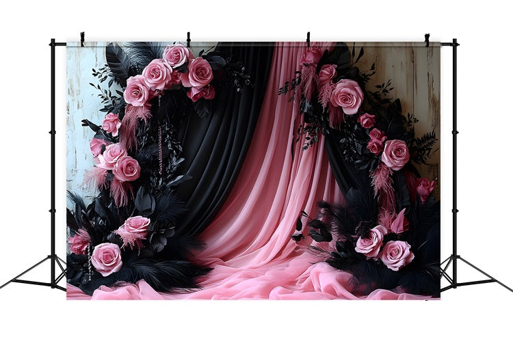 Toile de Fond Glamour Bohème Rose et Noir RR8-472