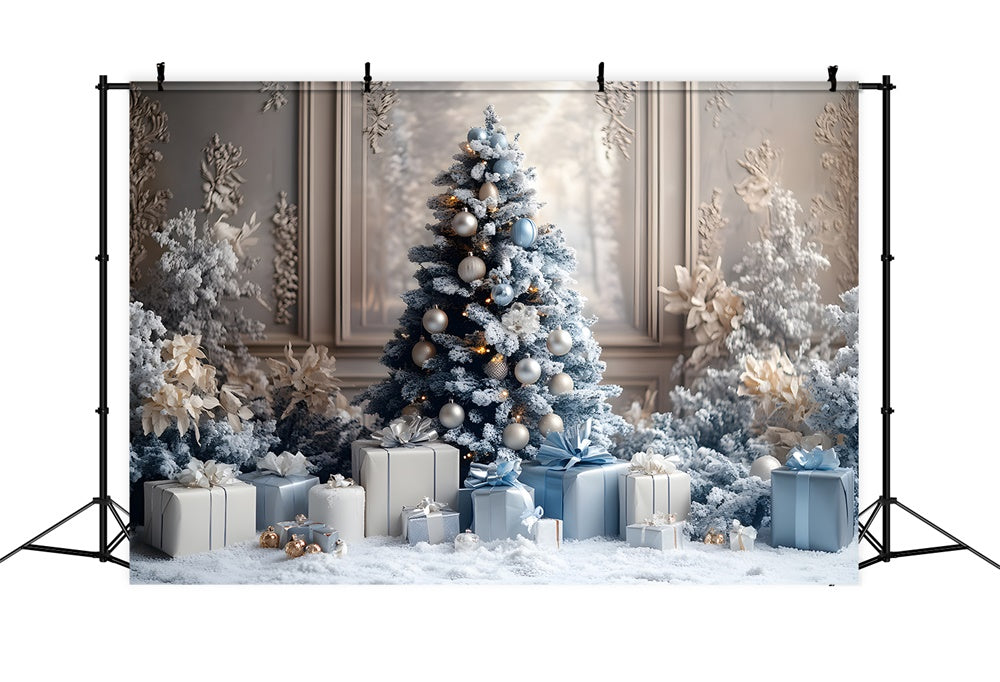 Toile de fond Sapin Cadeaux Mur Rétro de Noël RR8-49
