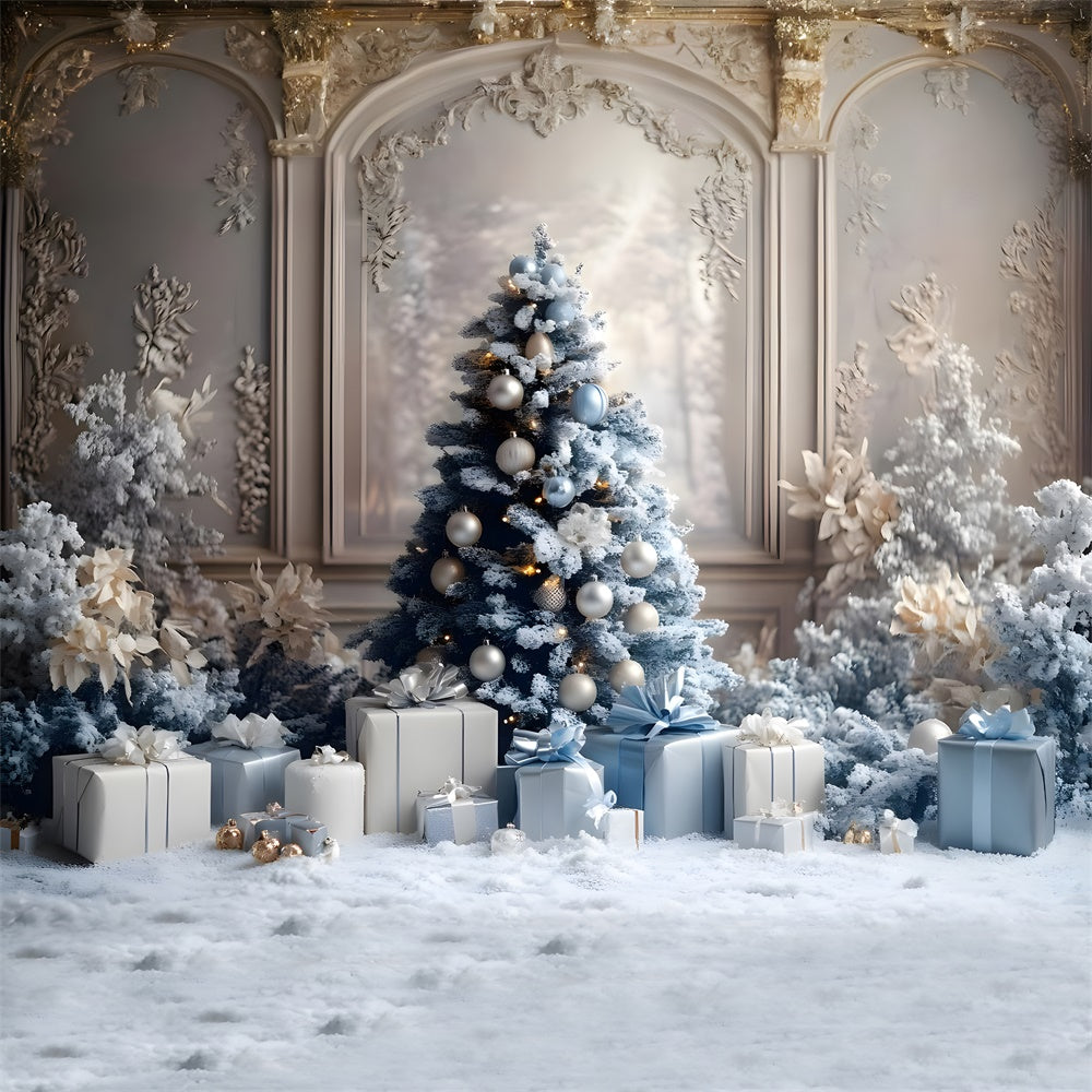Toile de fond Sapin Cadeaux Mur Rétro de Noël RR8-49