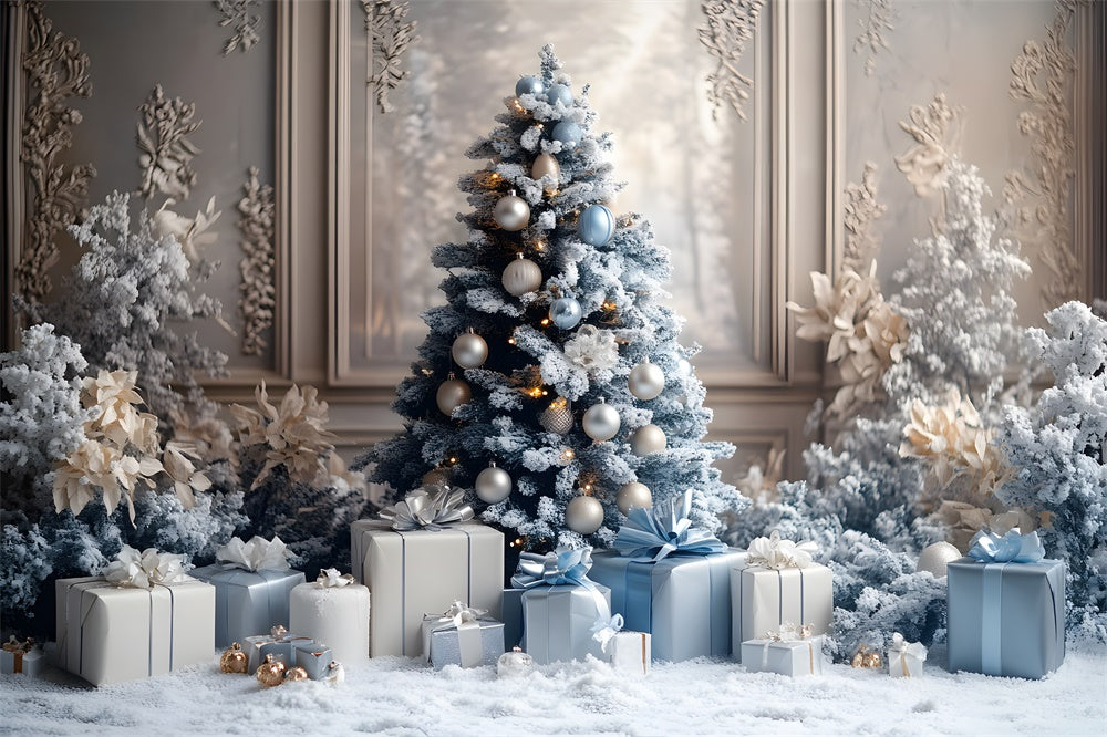 Toile de fond Sapin Cadeaux Mur Rétro de Noël RR8-49