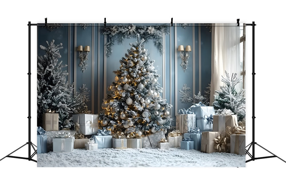 Toile de fond Sapin Illuminé Cadeaux de Noël RR8-50