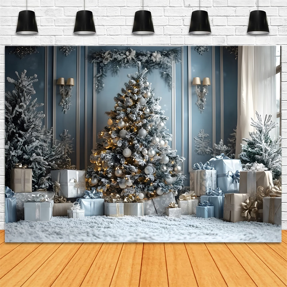 Toile de fond Sapin Illuminé Cadeaux de Noël RR8-50