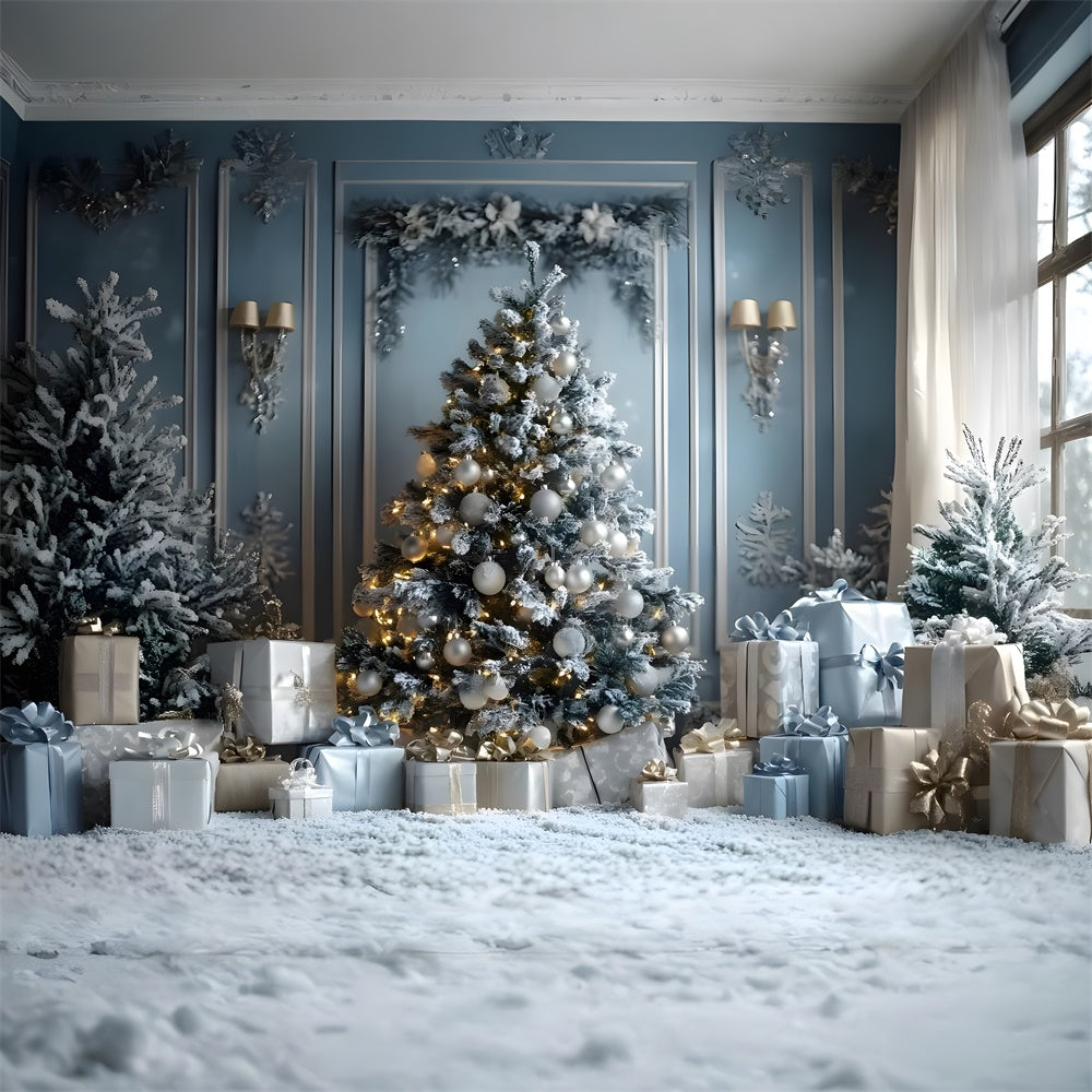 Toile de fond Sapin Illuminé Cadeaux de Noël RR8-50