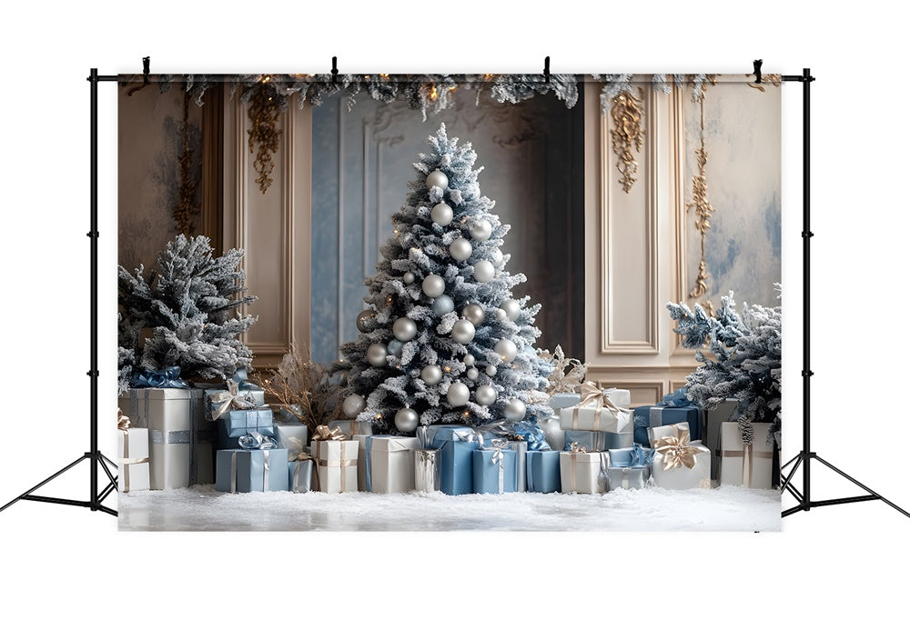 Toile de fond Sapin Mur Rétro et Cadeaux de Noël RR8-51