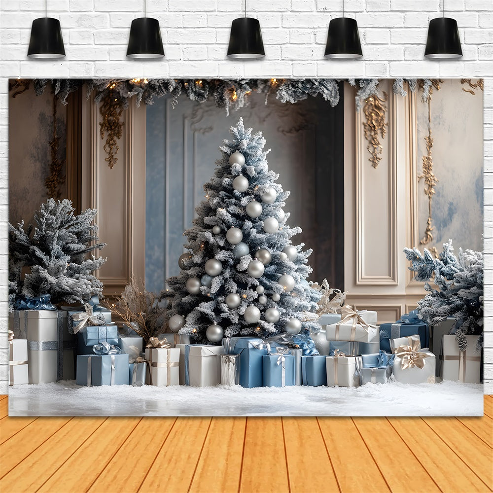 Toile de fond Sapin Mur Rétro et Cadeaux de Noël RR8-51