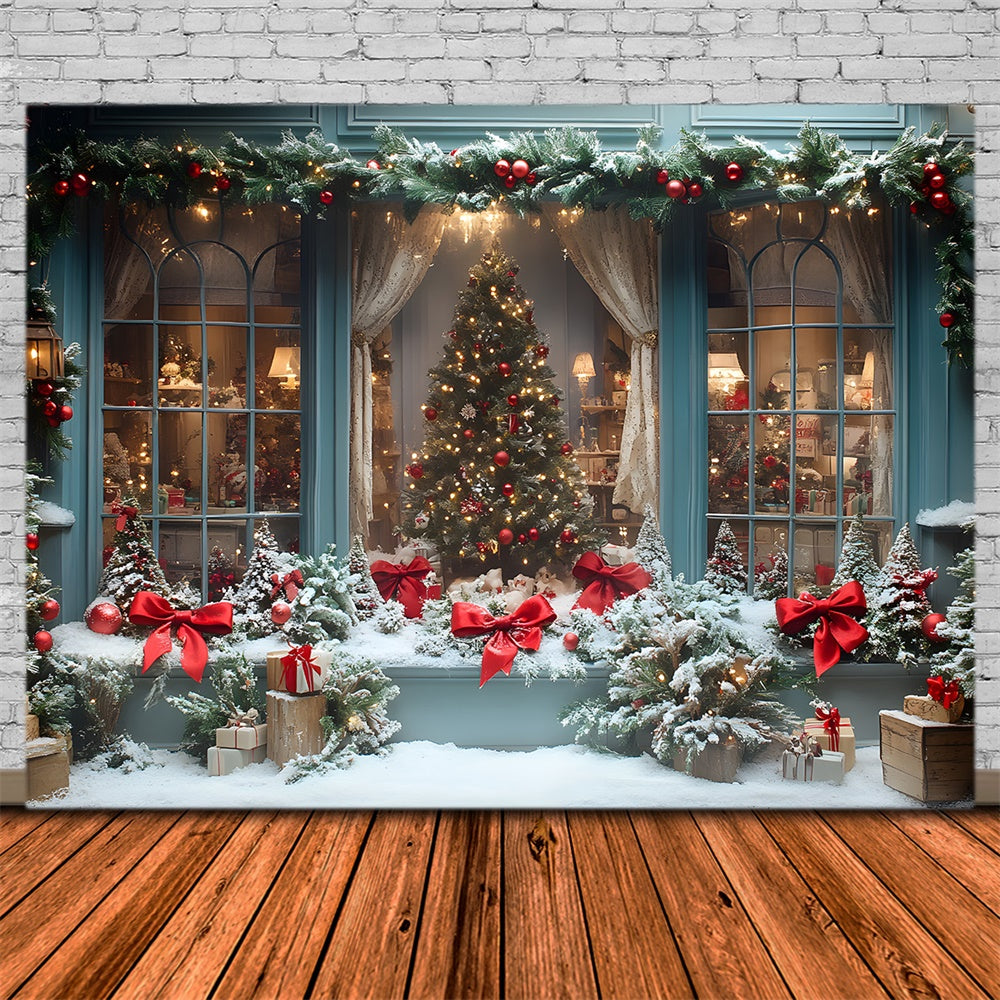 Toile de fond Vitrine Magasin Grand Sapin de Noël RR8-56