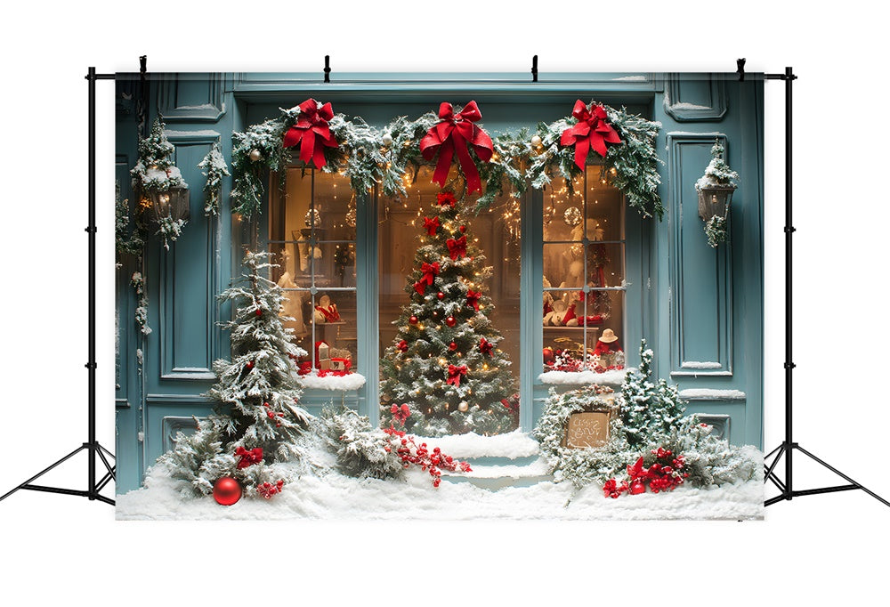 Toile de fond Sapin Couronne Vitrine de Magasin de Noël RR8-57