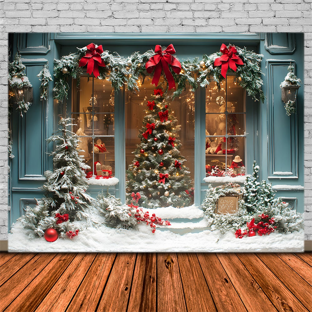 Toile de fond Sapin Couronne Vitrine de Magasin de Noël RR8-57
