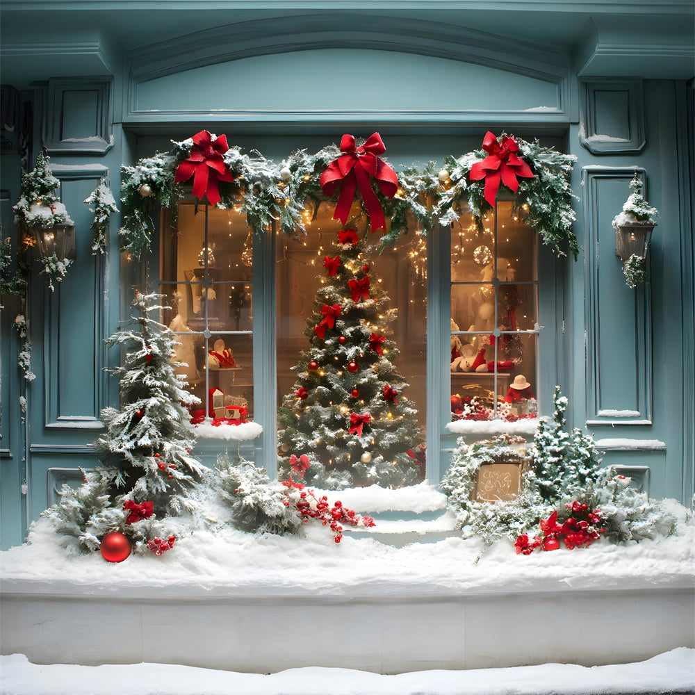 Toile de fond Sapin Couronne Vitrine de Magasin de Noël RR8-57