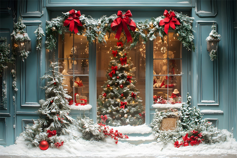 Toile de fond Sapin Couronne Vitrine de Magasin de Noël RR8-57