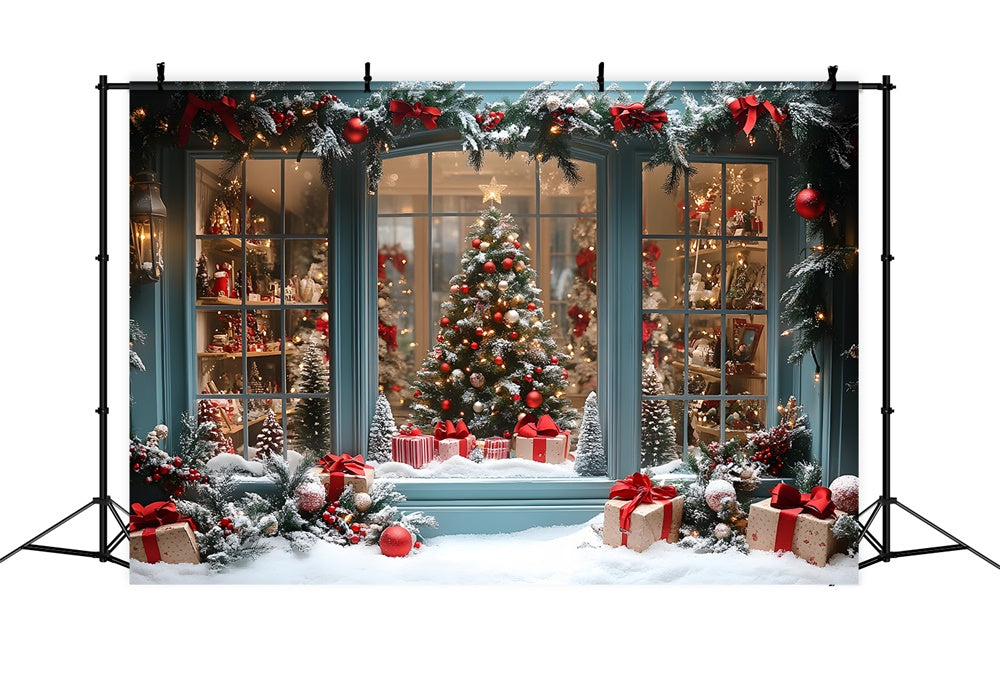 Toile de fond Vitrine de Magasin Neige de Noël RR8-58