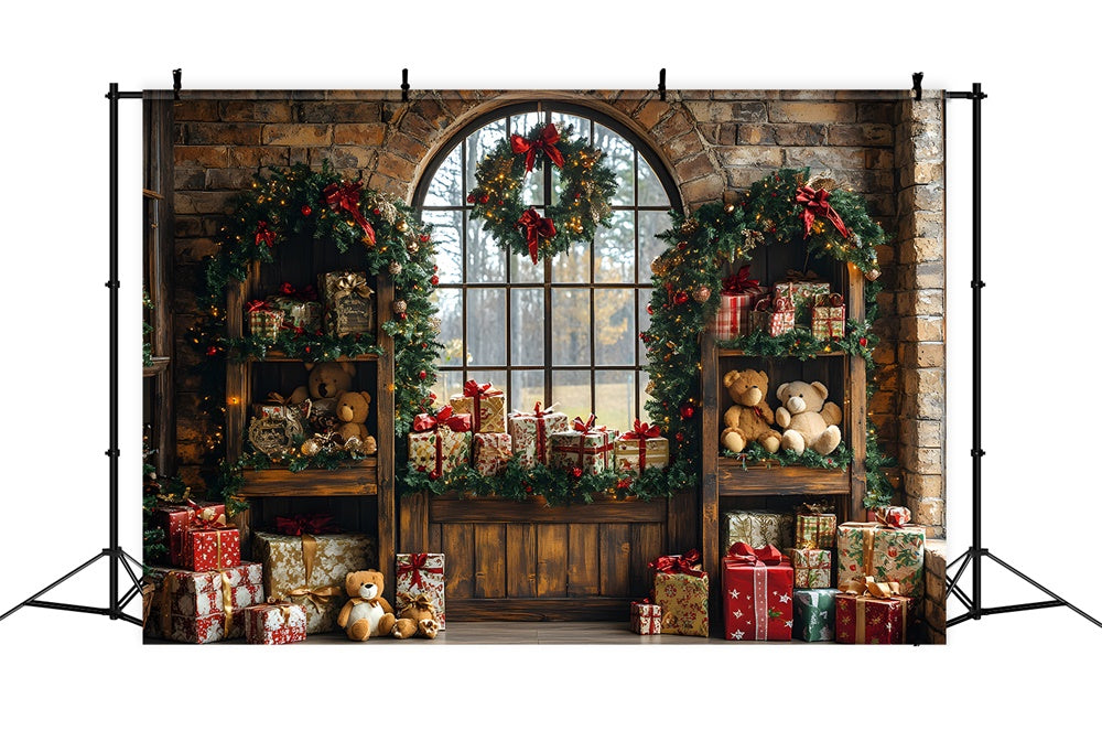 Toile de fond Chambre d'Ours en Peluche Cadeaux de Noël RR8-69