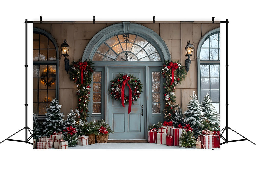 Toile de fond Porte de Maison Cadeaux de Noël RR8-78