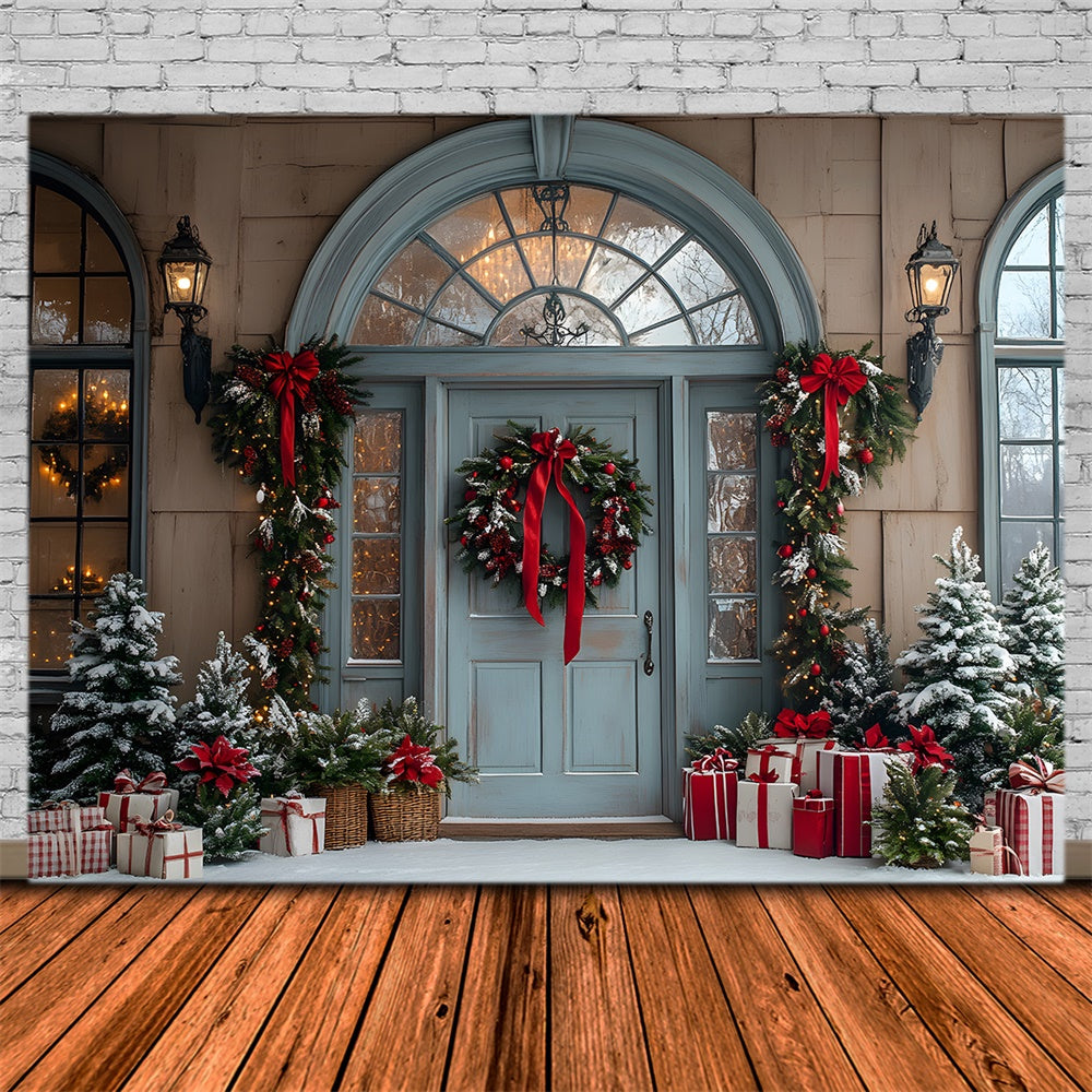 Toile de fond Porte de Maison Cadeaux de Noël RR8-78