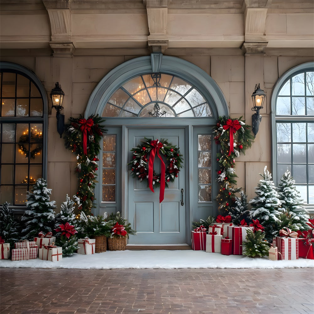 Toile de fond Porte de Maison Cadeaux de Noël RR8-78