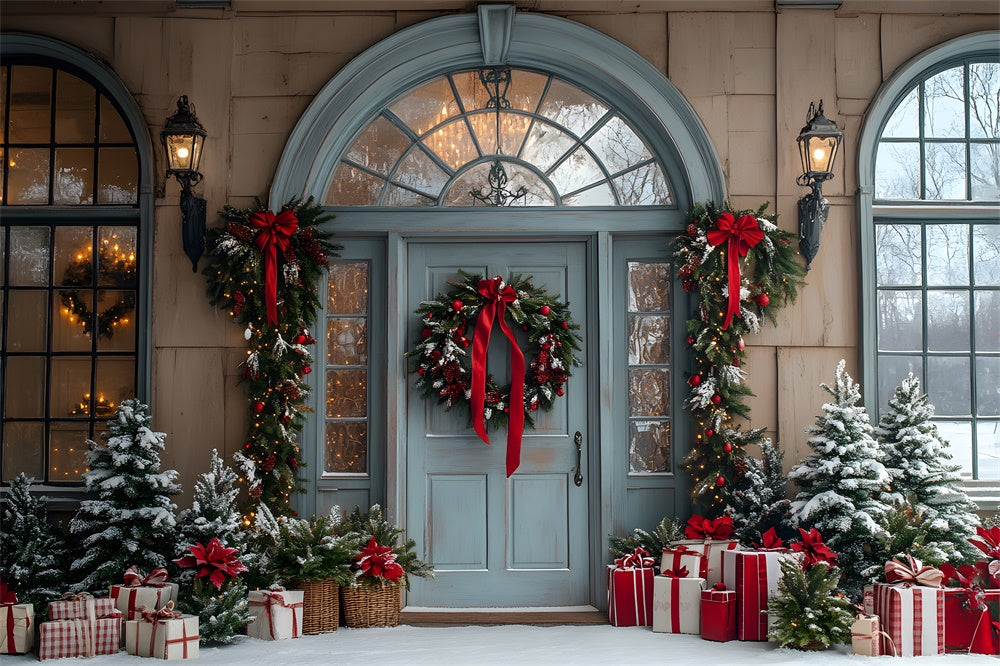 Toile de fond Porte de Maison Cadeaux de Noël RR8-78