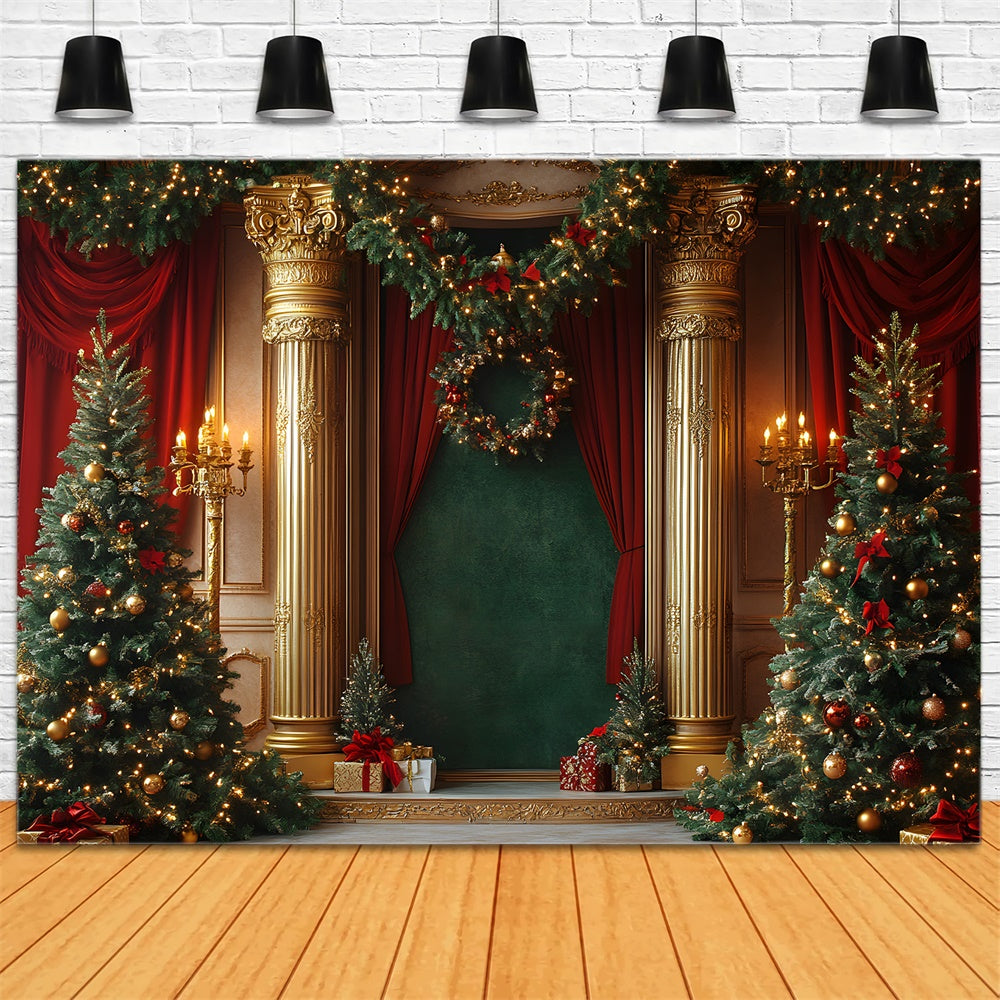 Toile de fond Salon magnifique avec couronne de Noël RR9-75