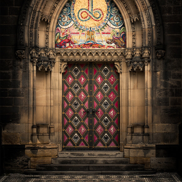 Toile de fond médiévaux de porte de château Milieux d'époque moyen-âge S-3058