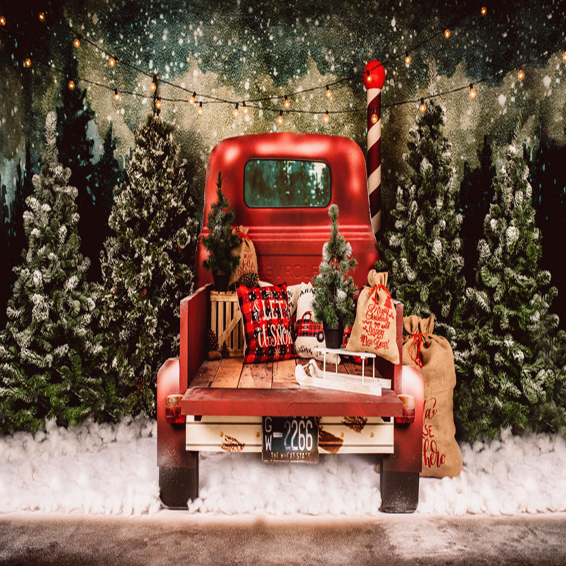Toile de Fond de Photographie d'arbre de Noël de Voiture Rouge SH-960