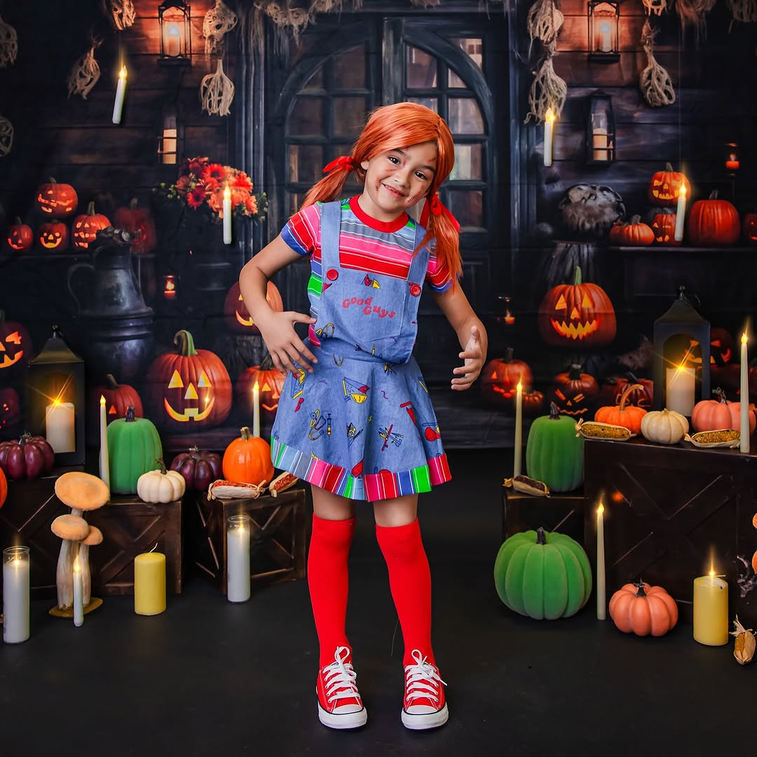 Toile de Fond de Citrouilles de Maison en Bois d'Halloween RR7-99