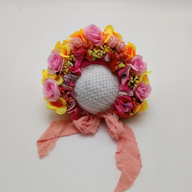 Accessoires pour la photographie de nouveau-nés Coiffe combinée de fleurs colorées TS1