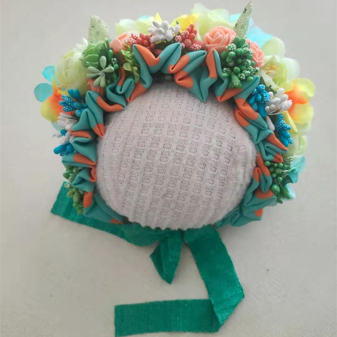 Accessoires pour la photographie de nouveau-nés Coiffe combinée de fleurs colorées TS1
