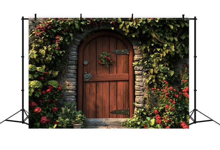 Fond Photo Printemps Porte Vintage Couverte de Lierre TWW2-12