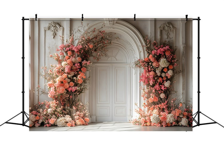 Toile de fond Printemps Arche Florale Élégante Rose TWW2-14