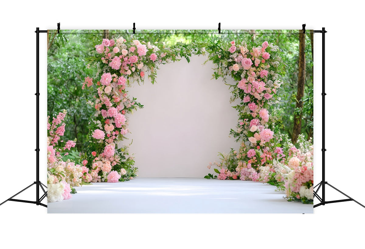 Fond Photo Printemps Arche de Fleurs Jardin Mariage TWW2-18