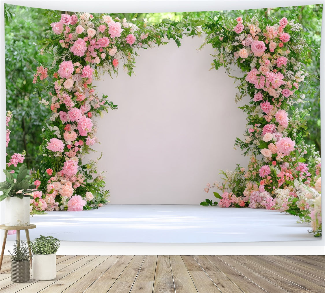 Fond Photo Printemps Arche de Fleurs Jardin Mariage TWW2-18
