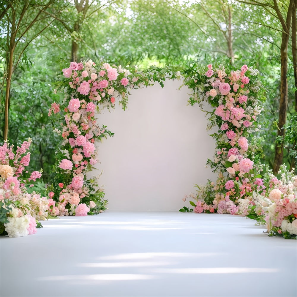 Fond Photo Printemps Arche de Fleurs Jardin Mariage TWW2-18