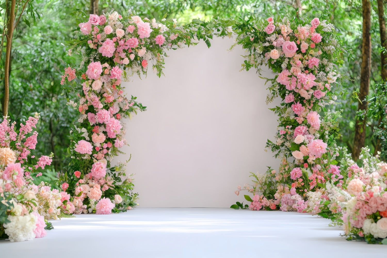 Fond Photo Printemps Arche de Fleurs Jardin Mariage TWW2-18