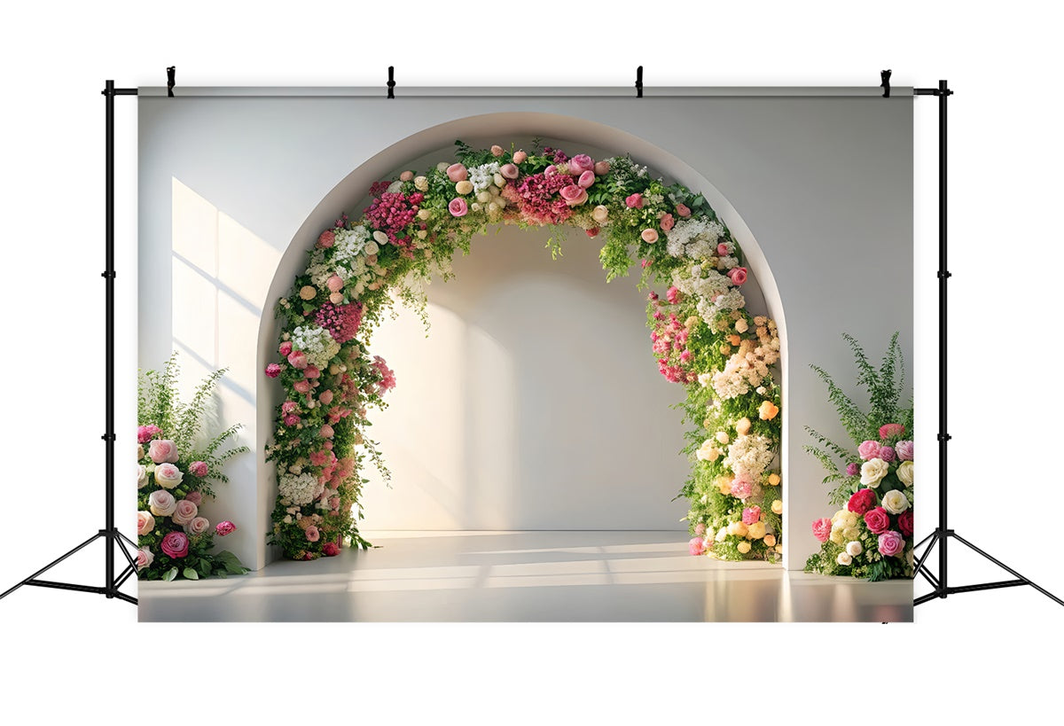 Fond Photo Printemps Arche Florale Rose Romantique TWW2-21