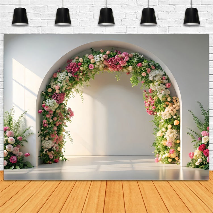 Fond Photo Printemps Arche Florale Rose Romantique TWW2-21