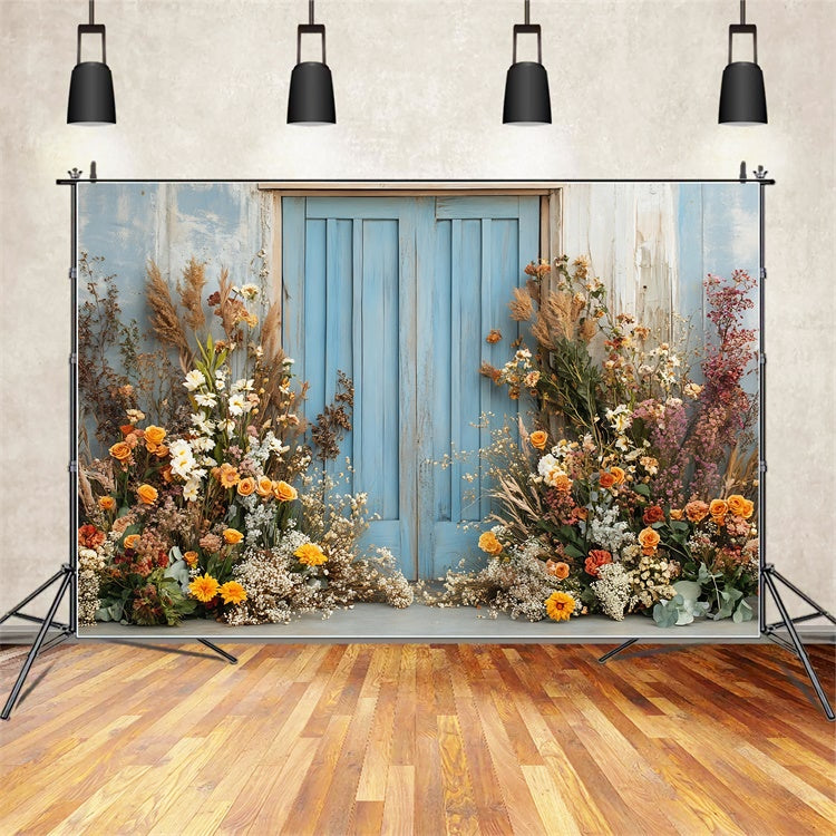 Fond Photo Printemps Porte en Bois Florale Lumineuse TWW2-27