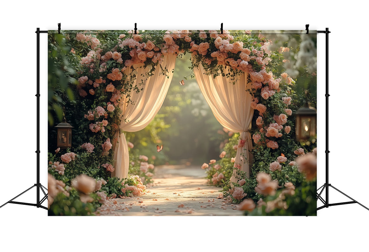 Fond Photo Printemps Chemin Jardin Romantique Rose TWW2-30