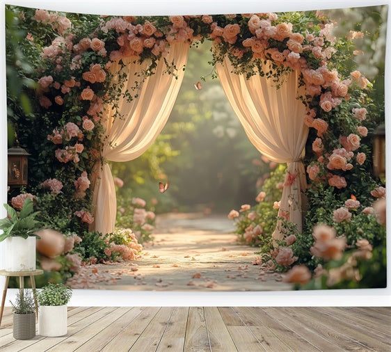 Fond Photo Printemps Chemin Jardin Romantique Rose TWW2-30